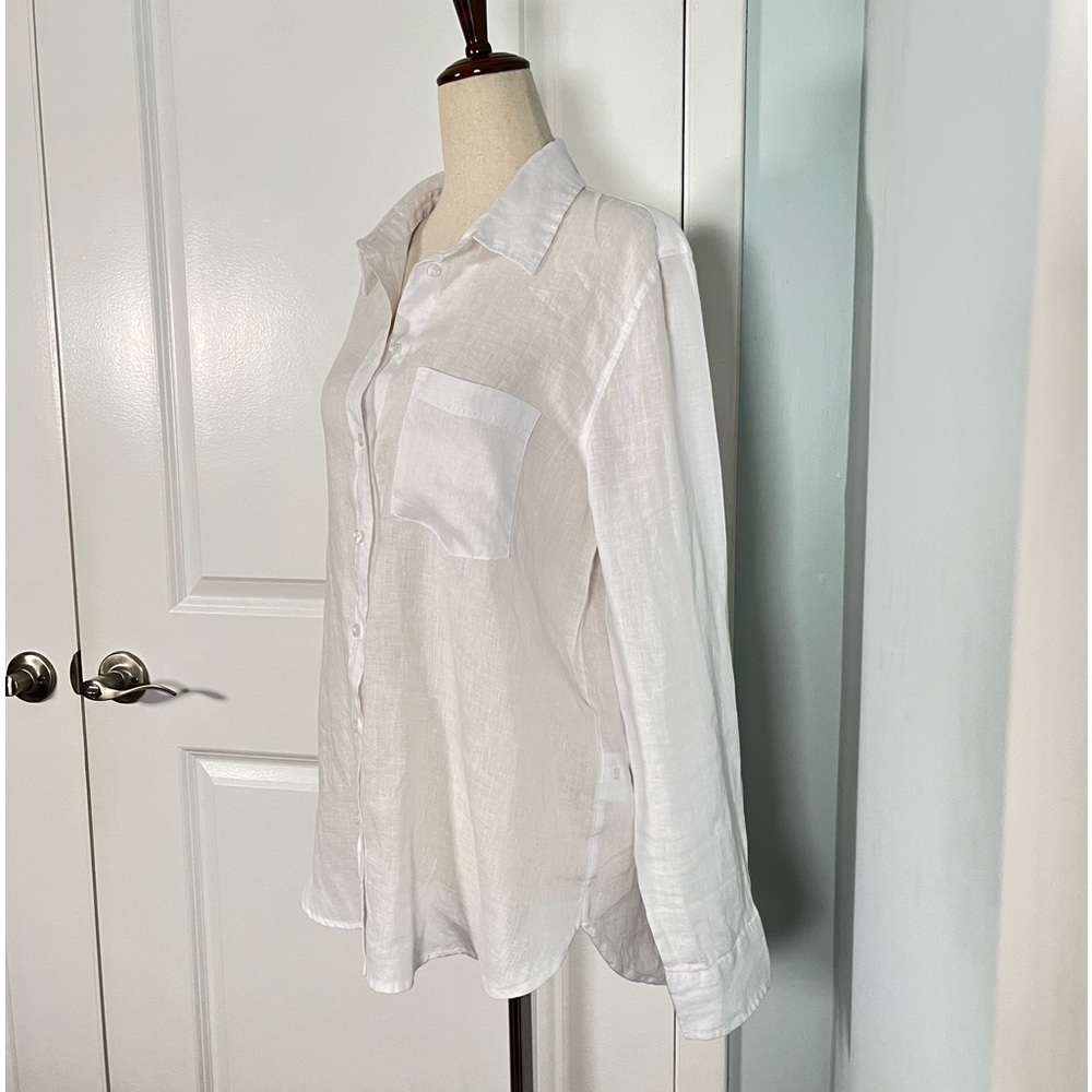 H&M 100% linen white essential Button Down Shirt size S - Picture 8 of 10